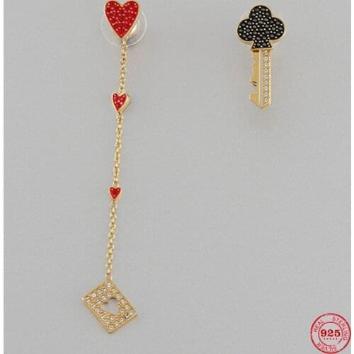 2020 Fashion Charm Sterling Silver Original 1:1 Copy, Asymmetric Design Poker Elements Women Luxury Jewelry Gifts