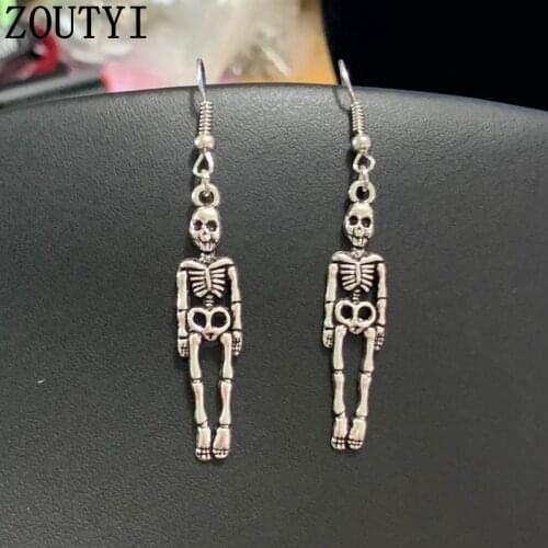1pair(2pcs) Tibetan Silver Halloween Skeleton Handmade DIY Jewelry