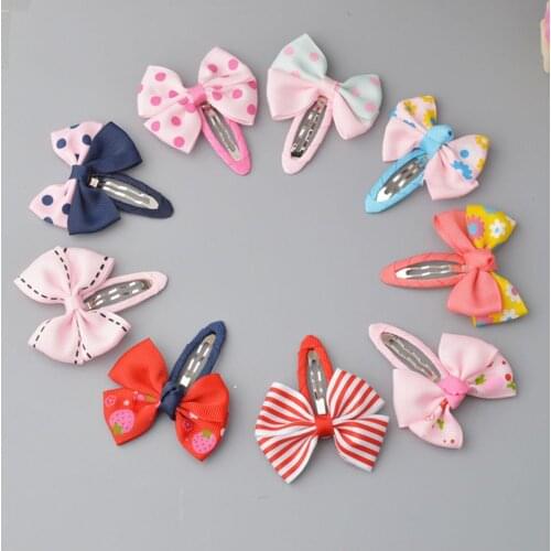 1 pairs Girl Bows Hair Clips For Kids women Printing children snap Barrettes Hairgrips Hair Accessories
