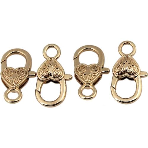 10pcs Fashion Metal Heart Shape Lobster New Style Claw Clasps Snap Hook For Leather Craft Bag Key Ring DIY Jewelry Findings