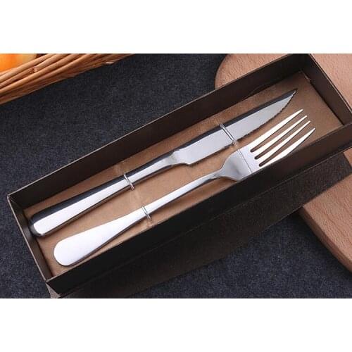 2pcs/set Protable Tableware Stainless Steel Western Dinnerware Set Classic Knife Fork Dining Tableware With Nice Box