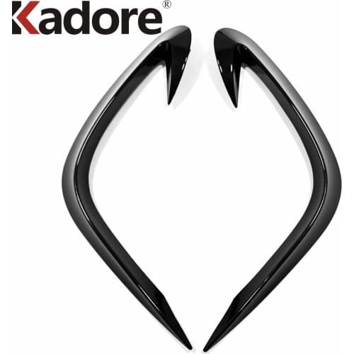 For Toyota Highlander Hybrid 2021 2022 ABS Black Front Fog Light Lamp Eyelid Cover Trim Foglight Eyebrow Strip Car Styling 2pcs