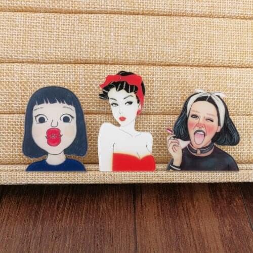 3Pcs Cartoon Cool Girl Princess Icons Badge on Backpack Brooch Pins For Clothes Acrylic Badges for Women Fashion Gifts Accessory