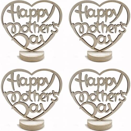 4pcs Happy mothers day Home Decor wooden Mothers Day gifts Decoration For Birthday party Hollow Letter Decoration