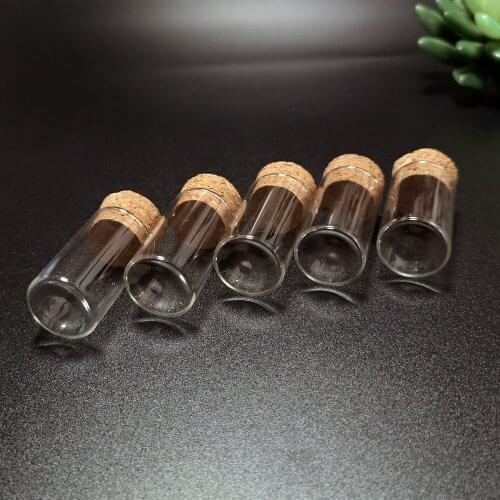 50Pcs 7ml 22x40mm Flat Bottom Glass Test Tubes with Cork Stoppers Wishing Storage Jars Bottle For Laboratory Wedding Gift