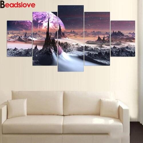 5D DIY Diamond Painting Space Galaxy 5 Panel wall Decoration Diamond Embroidery Full Square Round Drill Mosaic Handmade stickers