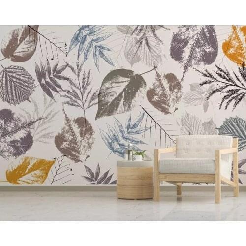 Hand drawn leaves abstract 3d wallpaper mural papel de parede,living room sofa TV wall kids'room bedroom wall papers home decor