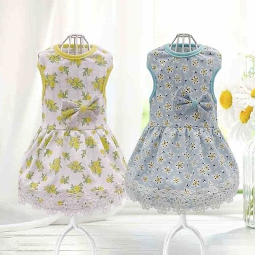 Poodle Long Skirts Dresses For York Dogs Bichon Schnauzer Clothes Dog One-piece Dress With Flowers Chiuahua Apparel