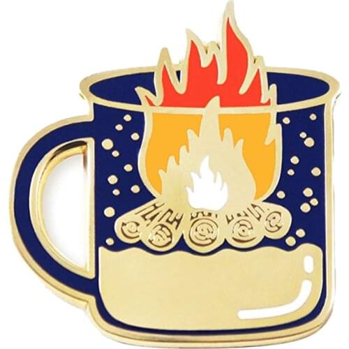 Calcifer enamel pin ghibli inspired fire cup brooch anime jewelry