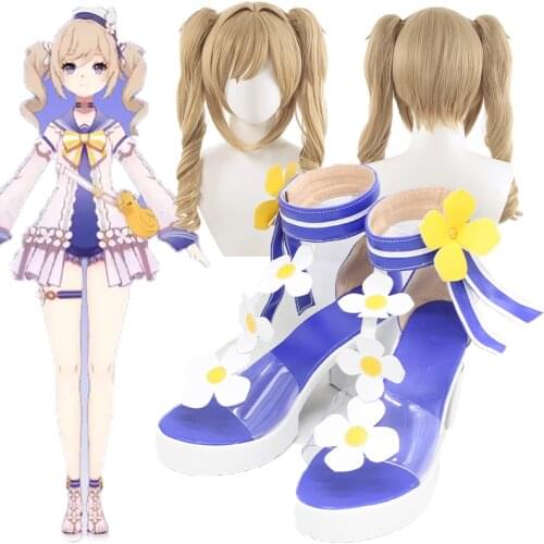 Genshin Impact Barbara Cosplay shoes Boots Shining Concerto wigs Christmas Blond Golden Heat Resistant Synthetic Wigs Props NEW