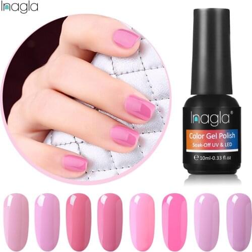 Inagla 10ML Multicolors Gel Nail Polish Soak off UV LED Nail Gel Polish Lacquer Varnish Top Base Coat Nail Art Salon Manicure