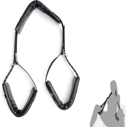 Adult Sex Position Aid Padded Soft Leather Thigh Sling Restraint Bondage Neck to Leg Thigh Cuffs Female Multiple Orgasm Toy