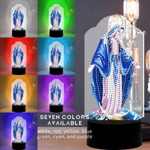 DIY LED Diamond Painting Night Light 7 Color Lamp Pad Acrylic Board Religion Special Shaped Diamond Embroidery Christmas Decor