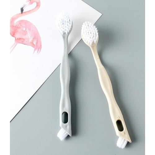 Soft fur double-headed shoe brush long handle child baby cleaning shoe brush decontamination household brush