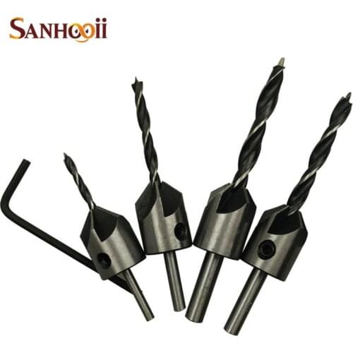 Drill Bit Set HSS 5 Flute Drill Press Countersink Drill Bits Reamer Woodworking Chamfer 3mm 4mm 5mm 6mm DIY Tool