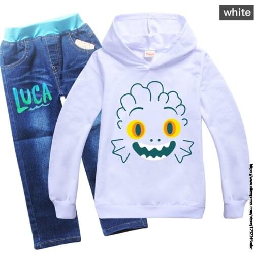 New Autumn Girls Clothing Suits New movie Luca Pullover Kids Colored Cotton Sweatshirt Tracksuit Sport Suits Outwear Jean Pants