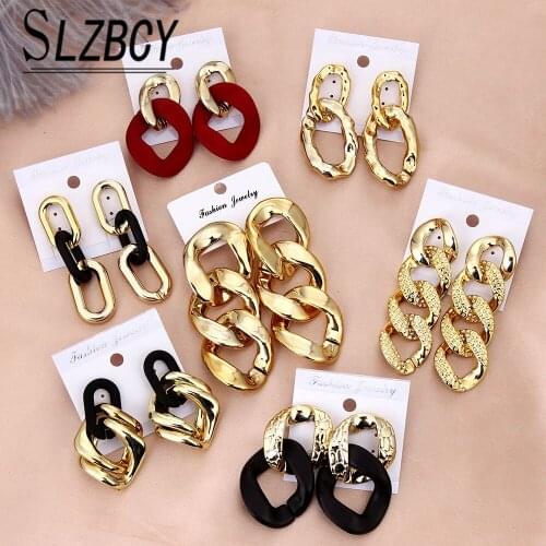 New Bohemia Fashion Statement Drop Earrings Vintage Gold Color Geometric Acrylic Dangle Earrings For Women Jewelry Brincos Gift