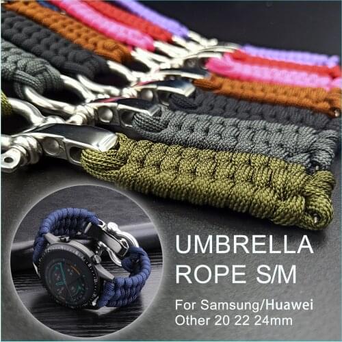 Umbrella Rope Braided Strap for Huawei Watch GT2 42mm 46mm Sport Bracelet for Samsung Galaxy Watch 3 41 45mm S/M Nylon Watchband