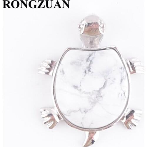 White Turquoises Natural Stone Pendants Women Jewelry Fashion Animal Tortoise Shape Pendant Necklace Chakra Chain 18" TN3736