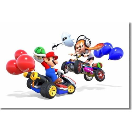 Custom Canvas Wall Decor Splatoon Princess Peach Luigi Kart Poster Super Smash Bros Wall Sticker Mural Kids Gift Wallpaper #0340