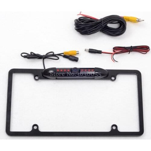 For Universal US American Number Plate Frame Camera Night Vision Water-Resistant Black Rear View Back up Parking Camera