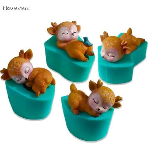 Sika Deer Shape Silicone Mold Cute Pet Cake Chocolate Mold Resin Mold 3D Deer Cake Decorating Tools Soap Mold Candle Mold