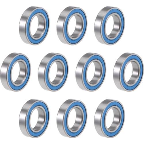 Uxcell 6801-2RS Deep Groove Ball Bearings 12mm x 21mm x 5mm Double Sealed Chrome Steel Blue Cover P6(ABEC3) 10pcs