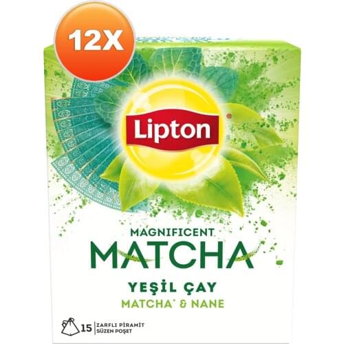 WITH ITS WONDERFUL DRINK Lipton Magnificent Matcha Mint Glass Tea Bag 15 x 1,5 Gr. Set of Twelve FREE SHİPPİNG