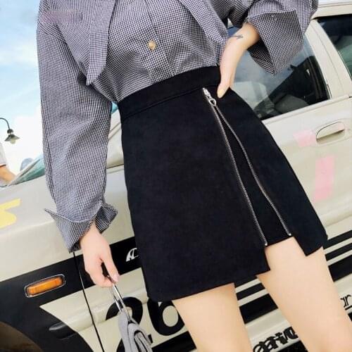 Skirts Women Plus Velvet Elegant Students Kawai High Waist Cute Womens Mini PU Skirt Leisure Solid Korean Style Female A-line