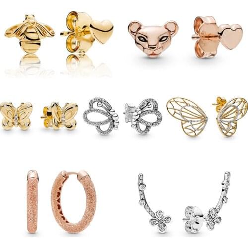 Ear Studs Vintage Allure Radiant Butterfly Plum Flower Bee Lion Crystal High Quality Earring With Women Wedding Jewelry