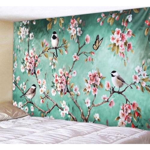 Animal Flower and Bird Tapestry Elk Simple Style Hippie Rug Wall Mount Bohemian Bedspread Dormitory Decoration Tapestry