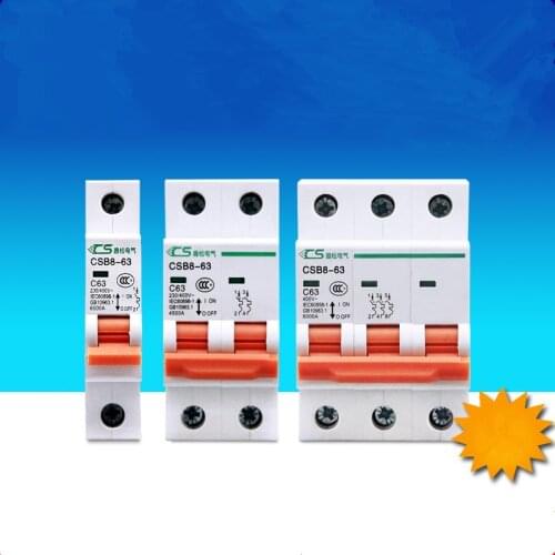 1PC Mini Circuit Breaker 1P 2P 3P 4P DC 250V-1000V MCB Fuse PV System Solar Engery 3/6/10/16/20/25/32/40/50/63/80/100/125A