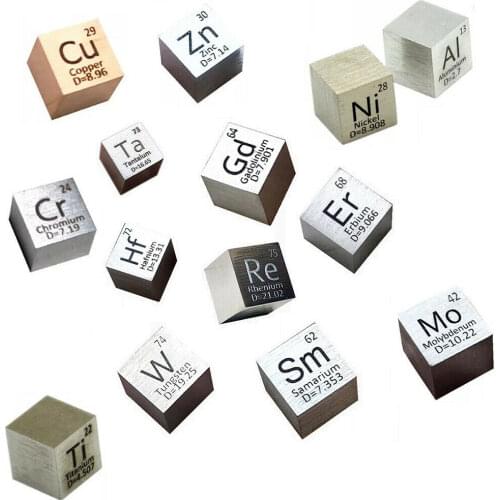 10mm Element Cube Pure Density High Purity Metal Specimen Collection Hobby Germanium Silver Indium Samarium Cobalt Chromium Iron