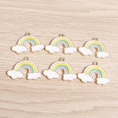 10pcs 28*19mm Enamel Colorful Rainbow Cloud Charms for Jewelry Finding DIY Pendants Necklaces Earrings Making Accessories