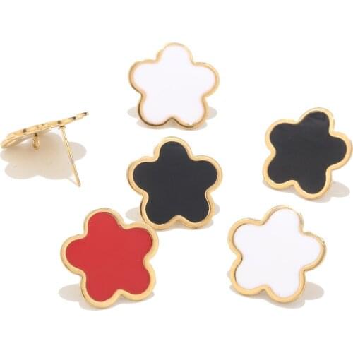 10pcs/lot Stainless Steel Gold Tone Ear Studs Component Flower Earrings 18mm Width Earring post For Women DIY Jewelry Making