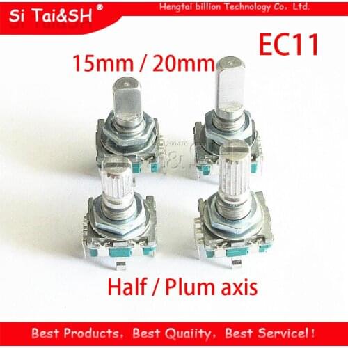 10PCS Half / Plum axis rotary encoder, handle length 15mm / 20mm code switch/ EC11 / digital potentiometer with switch 5Pin