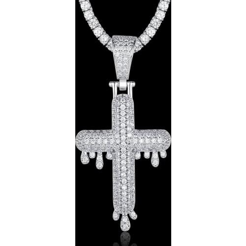 100% Micro Zircon Hip Hop Fabulous Cross Pendant Necklace For Men Jewelry Gift Bling Bling Zircon Tennis Chain Wholesale