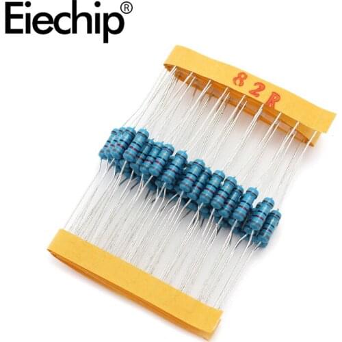 100pcs/lot 0.5W 1 ohm 1% Metal film resistor 1/2W resistance 82R Electronic resistors