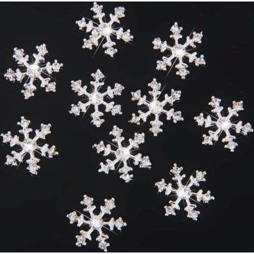 10x 14mm Crystal SnowFlake Buttons Flatback for Scrapbooking Hair Bow Crafts