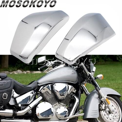 2pcs Motorcycle Chrome Plastic Battery Left & Right Side Covers for Honda VTX 1300 R/Retro S/Spoke C/Custom & T/Tourer 2003-2009