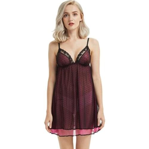 2021 Women Summer Sexy Lace Nightdress Female Lingerie Transparent Suspender skirt Sleeveless Nightgo Knee-Length Thin wns