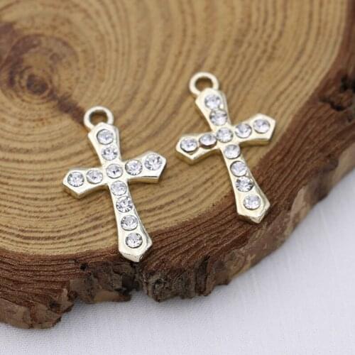 5PCS Crystal Crosses Charms Pendant for Bracelet Necklace Jewelry Making Earrings DIY Handmade Craft