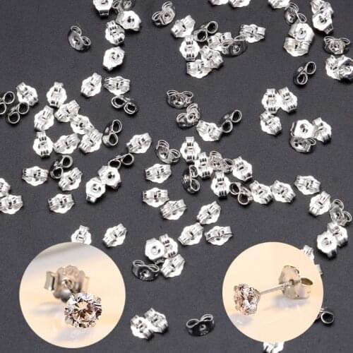 50Pcs S925 Silver Plated Stud Earrings clasp Butterfly Clutches Earrings Back Secure Jewelry Finding Fashion jewelry Accessories