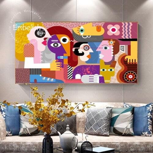 Embelish Group Family And Dirty Dog Abstract Wall Art Posters Living Room HD Print On Canvas Oil Paintings Home Decor Pictures