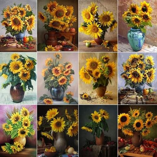 XUEQIXIAOZU Full Round sunflower Diamond drawing Mosaic painting 5D DIY Diamond embroidery Home decoration gifts brain game