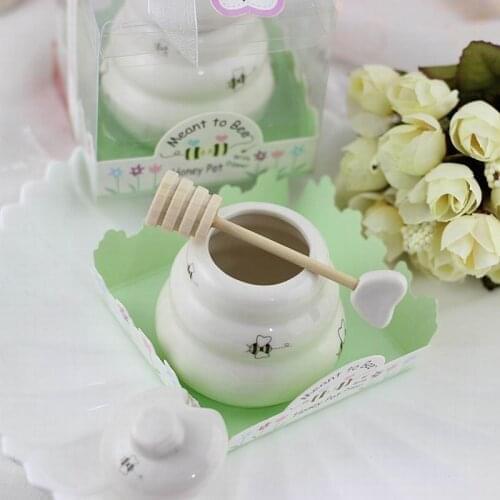 Free Shipping 50 pcs Ceramic Meant to Bee Honey Jar Honey Pot Wedding Party Favors and Gifts for Guest