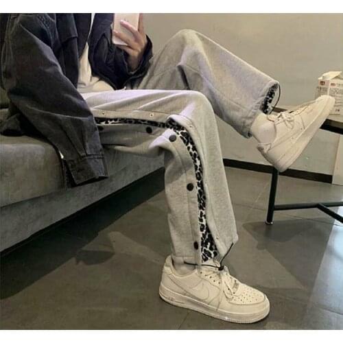 Harajuku Korean Fashion Wide-leg Pants Men And Women Unisex Leopard Print Hip-Hop Casual High-Waist Street wear Sports Pants