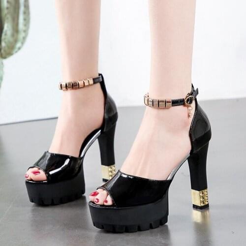 Elegant sandals Women High Heels Pumps high heel 11.5cm Womens Banquet sandals waterproof platform toe sandals heels women