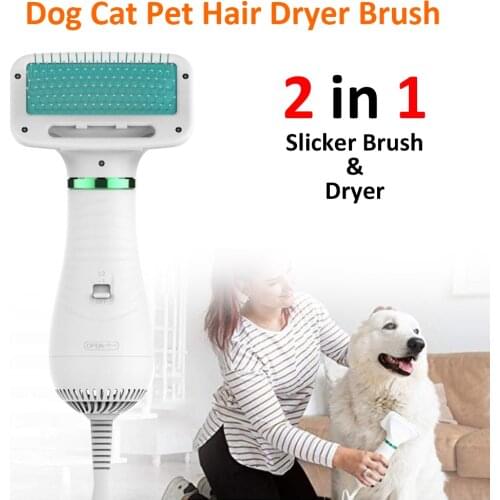 Hair Dryer Brush for small pet dogs, 2 in 1 300W low noise Adjustable temperature dog dryer pet hair dryer with fur comb for dog