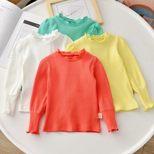 Girls Cotton T-shirt 2021 New Baby Kids Autumn Long-sleeved O-neck Bottoming Shirt Tops Thernal Underwear